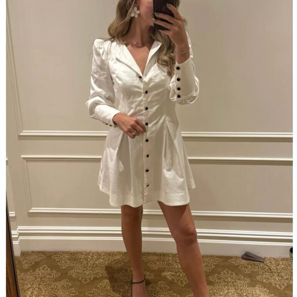 Reformation white dress with long sleeves